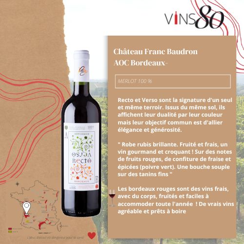 Château Franc Baudron, Bordeaux RECTO ROUGE BIO