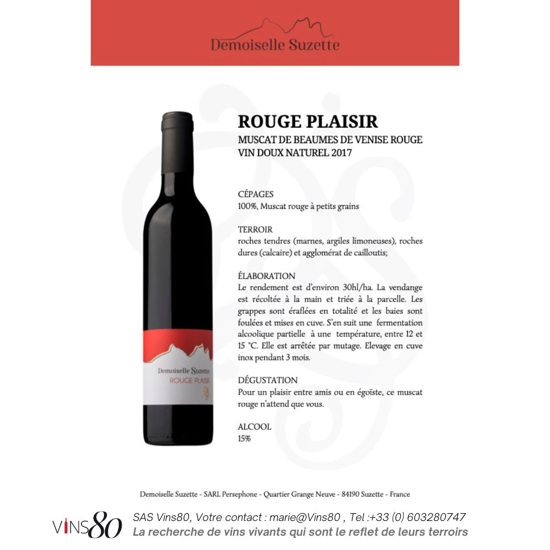 Demoiselle Suzette - Muscat Beaumes de Venise ROUGE PLAISIR