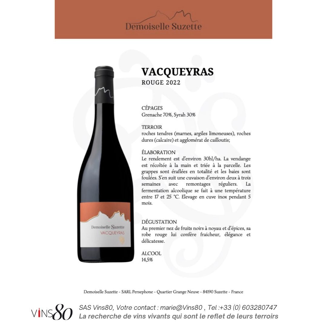 Demoiselle Suzette - VAQUEYRAS ROUGE