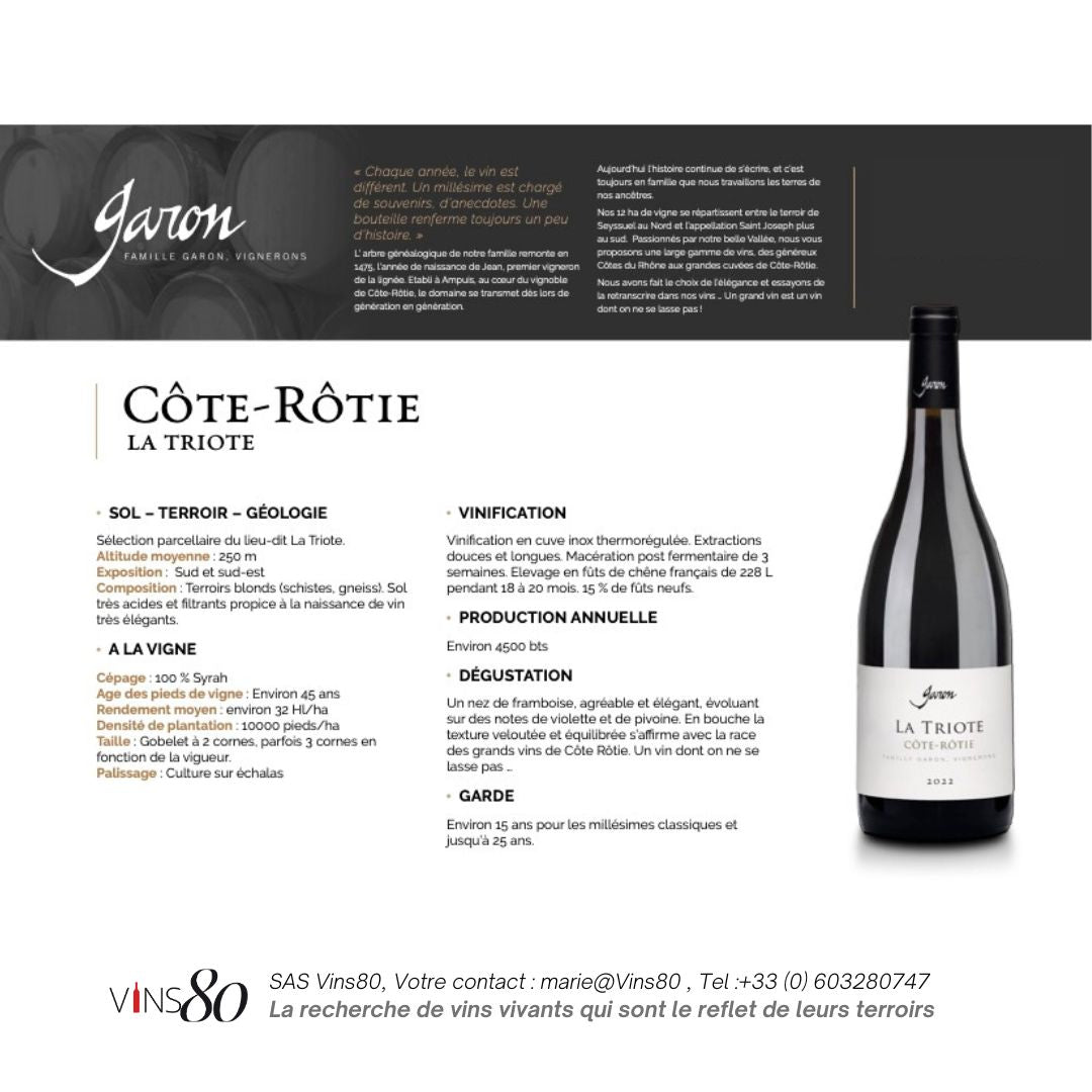 Famille Garon , Côtes-Rotie LA TRIOTE