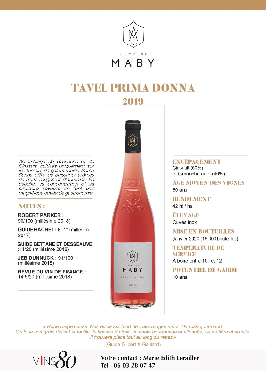 Domaine Maby - TAVEL  PRIMA DONNA Bio